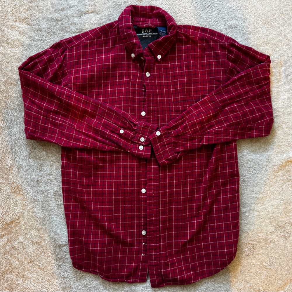 GAP Kids Burgundy Plaid Button Down Shirt